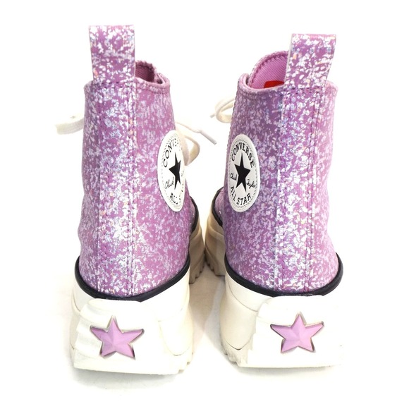 Converse Run Star Hike High Top Purple Glitter Platform Shoes-Ladies 9 / Men 7½ - Picture 12 of 16